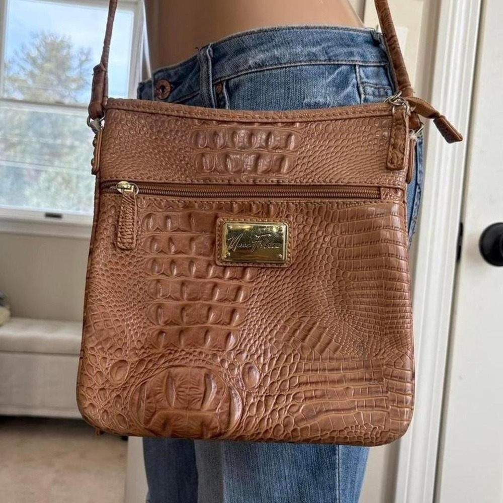 Y2K 2000s Marc fisher brown reptile print shoulder bag